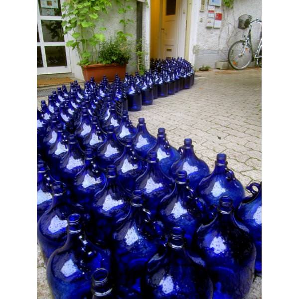 Wasserflasche 5 Liter, Blauglas, mit Schraubdeckel